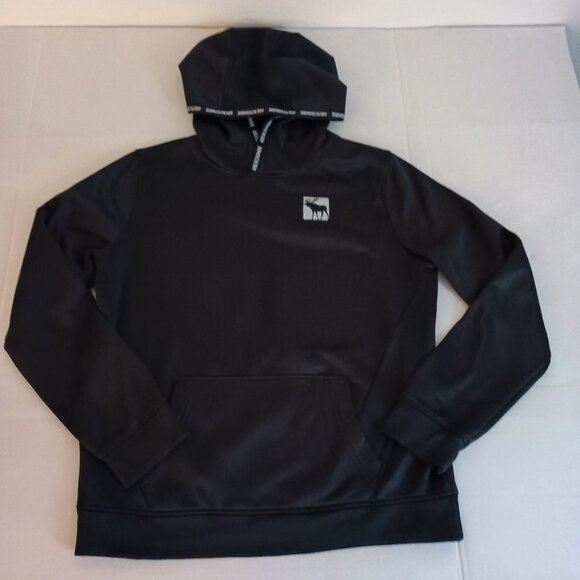 Abercrombie Kids Black Hoodie Sweatshirt Kangaroo Pocket Moose Logo Size 15/16 - Picture 8 of 16